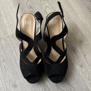 BP Elegant Black Strappy Heels